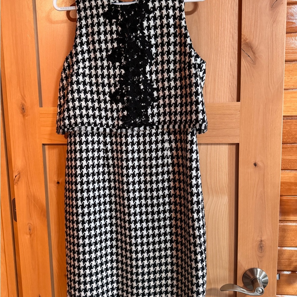 Karl Lagerfeld Black and White Ruffled A-Line Cocktail Dress